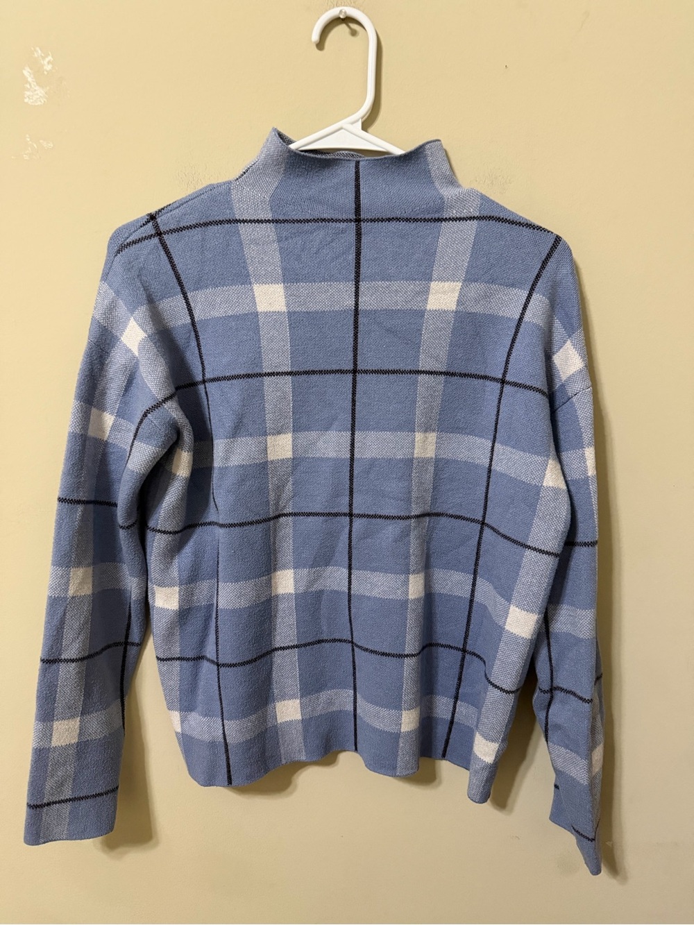 Jones & Co small Women’s mock neck Plaid Turtleneck Sweater window pane euc